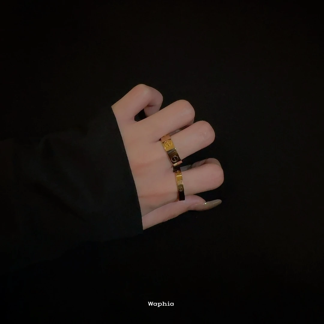 合金戒指 Waphia设计师款时尚百搭轻奢【LOVE戒指 -玫瑰金色】CA002