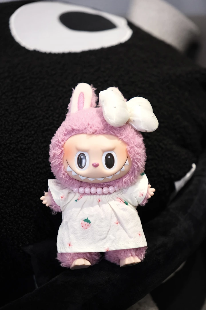 （不含娃）拉布布一代二代三代通用娃衣草莓裙三件套玩偶衣服