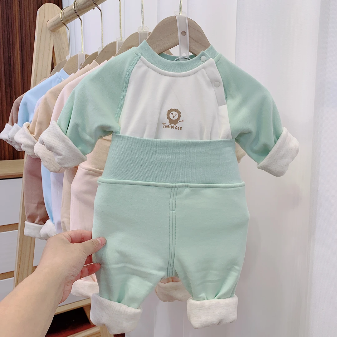 宝宝33083双层加厚保暖衣婴儿保暖套装婴幼儿宝宝秋衣秋裤套装