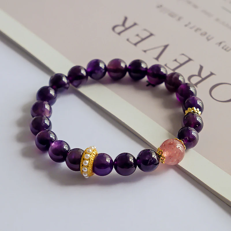 原创设计单圈紫水晶草莓晶九紫离火手链多样性发一-6767