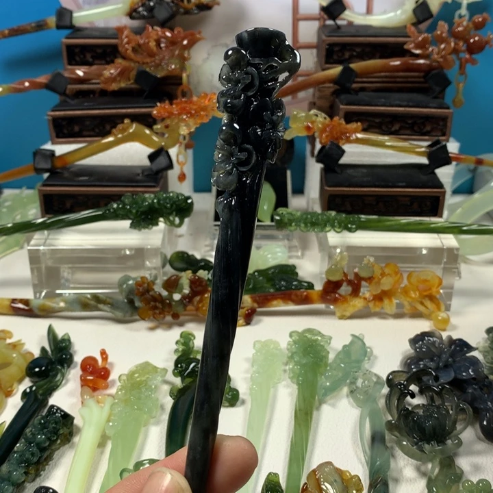 未镶嵌蛇纹石玉发簪