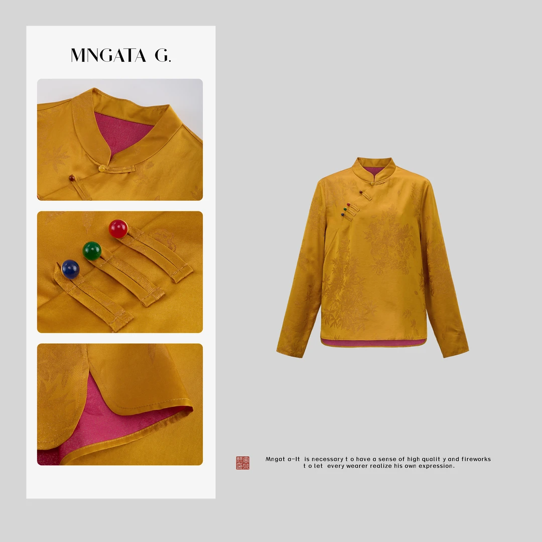 MNGATA G.宫小妍【敦煌金沙】桑蚕丝早秋新中式国风休闲上衣4121805