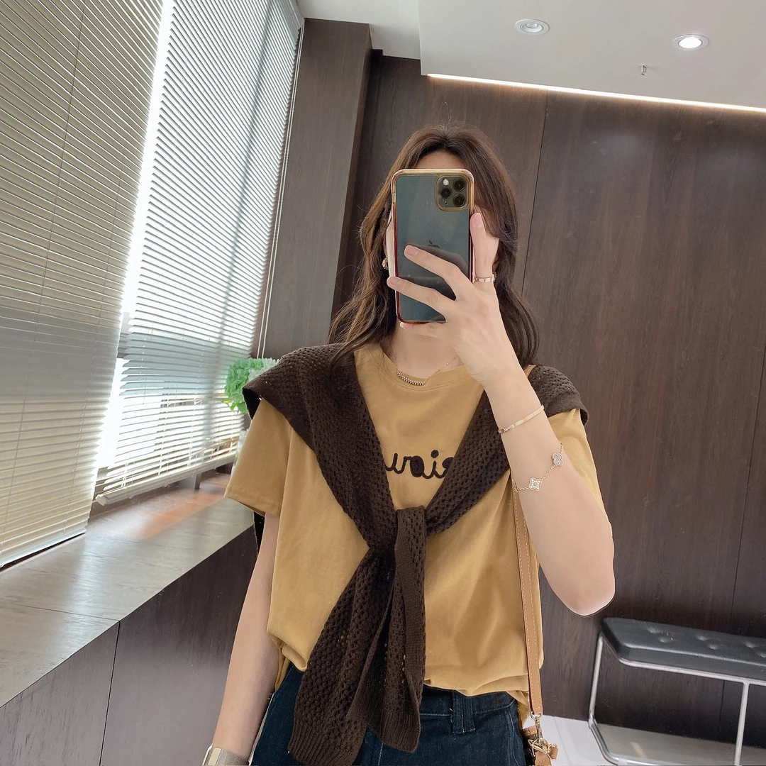 IMFLY金小金自制女装 两件套T恤DYW9587轻熟风带披肩短袖圆领T恤