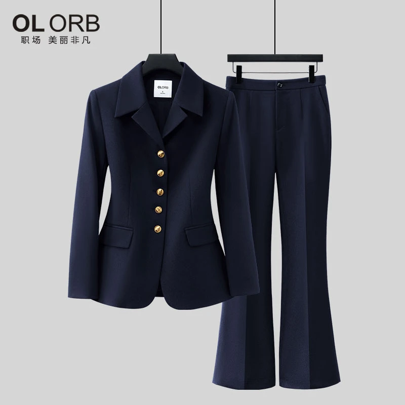 藏青西装套装女小个子高级感春秋款气质面试职业正装两件套工作服