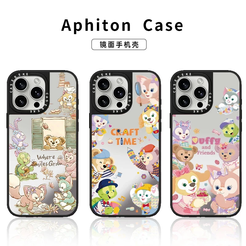 BANCA达菲熊家族适用苹果16PROMAX镜面手机壳iPhone15/14/13女12