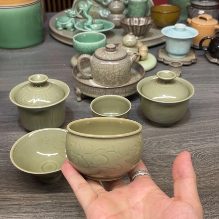 何亦鹏 越窑 祥云缸杯