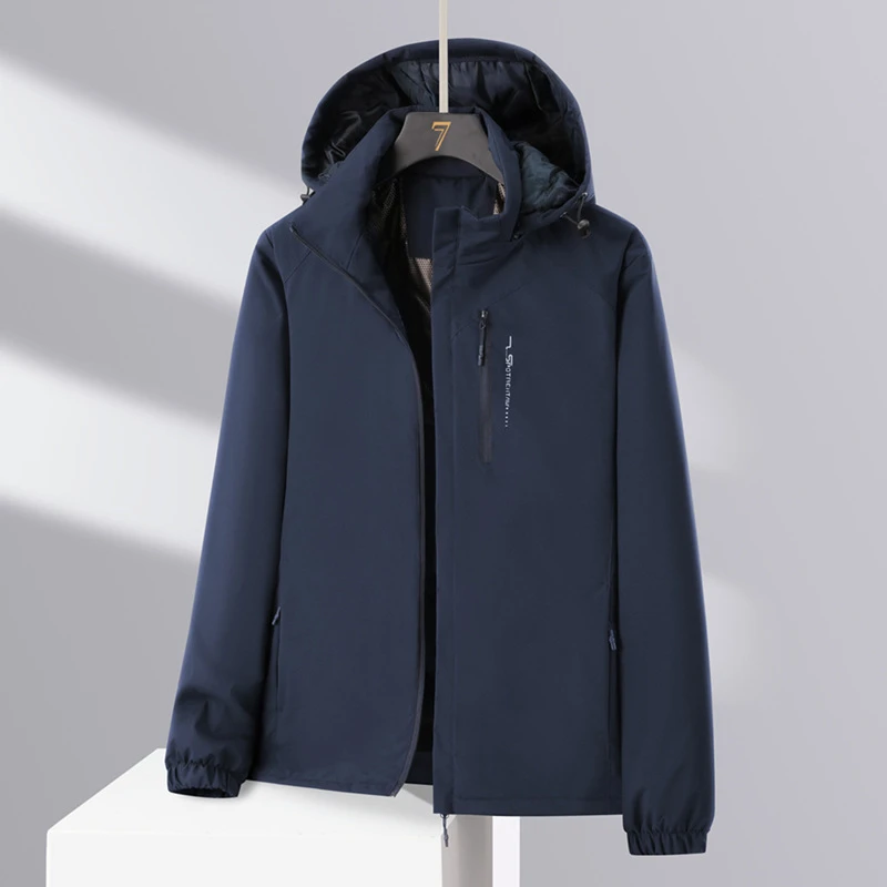 款防风防石烯棉衣男秋冬户外保暖衣连帽可拆卸外侣