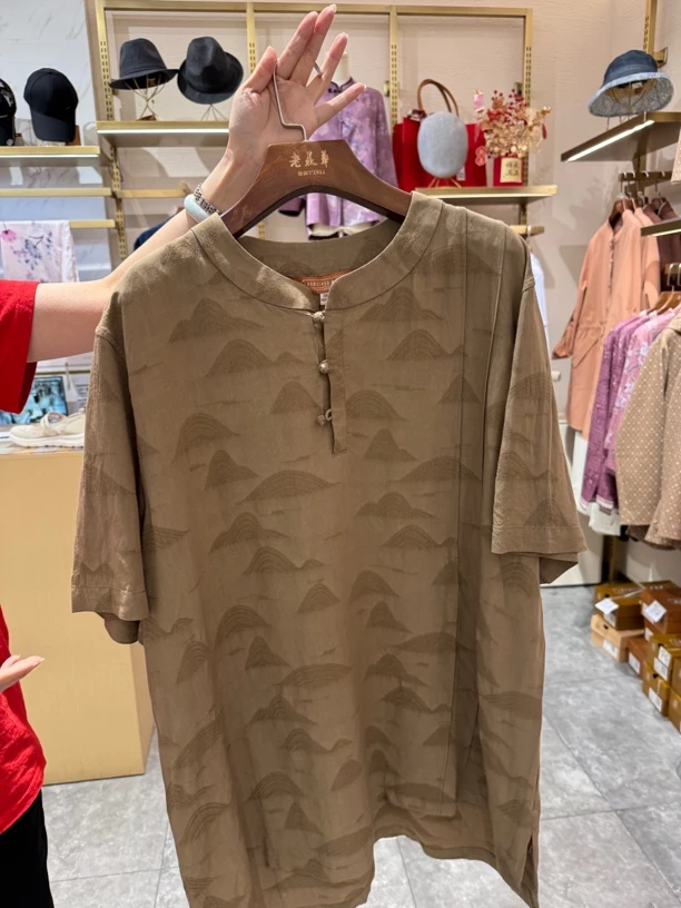 老美华2025夏季亚麻混纺男半袖432107046