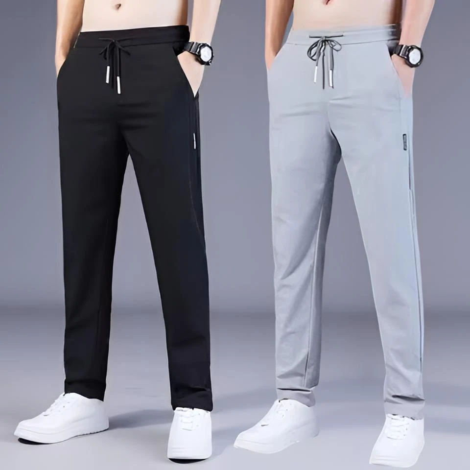 冰丝裤男士薄款弹力潮流速干裤百搭潮流直筒裤休闲裤夏季商务长裤