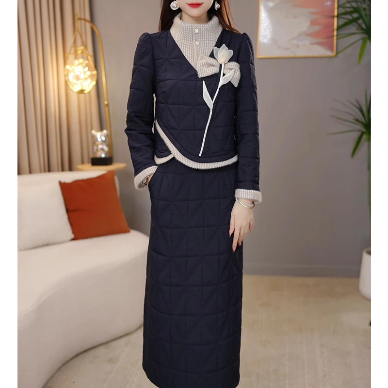 【棉服定制】C1096棉衣加半身裙两件套优雅时尚减龄收腰显瘦冬季