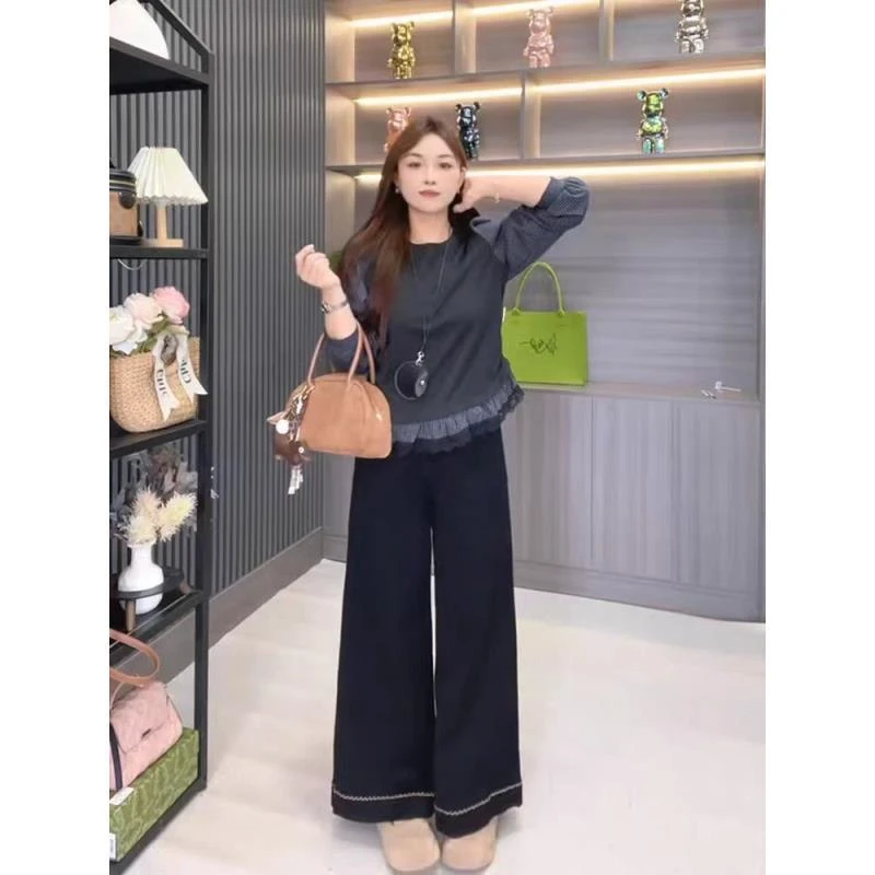 胖妹妹2025秋季新款韩版衬衫袖拼接长袖上衣大码女装宽松百搭小衫