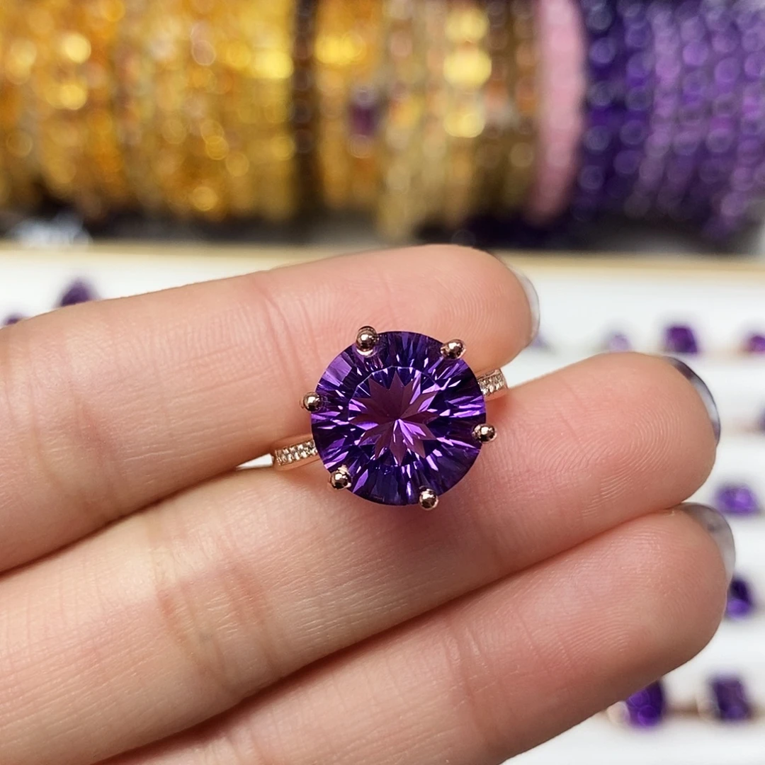 紫晶珠宝半成品银S925镶嵌