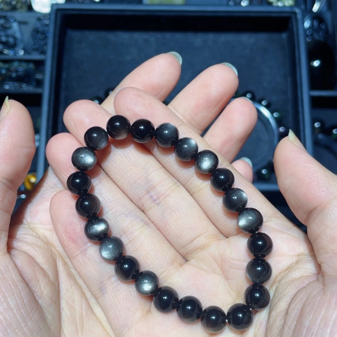 【闪购商品】黑曜岩手链未镶嵌三****店