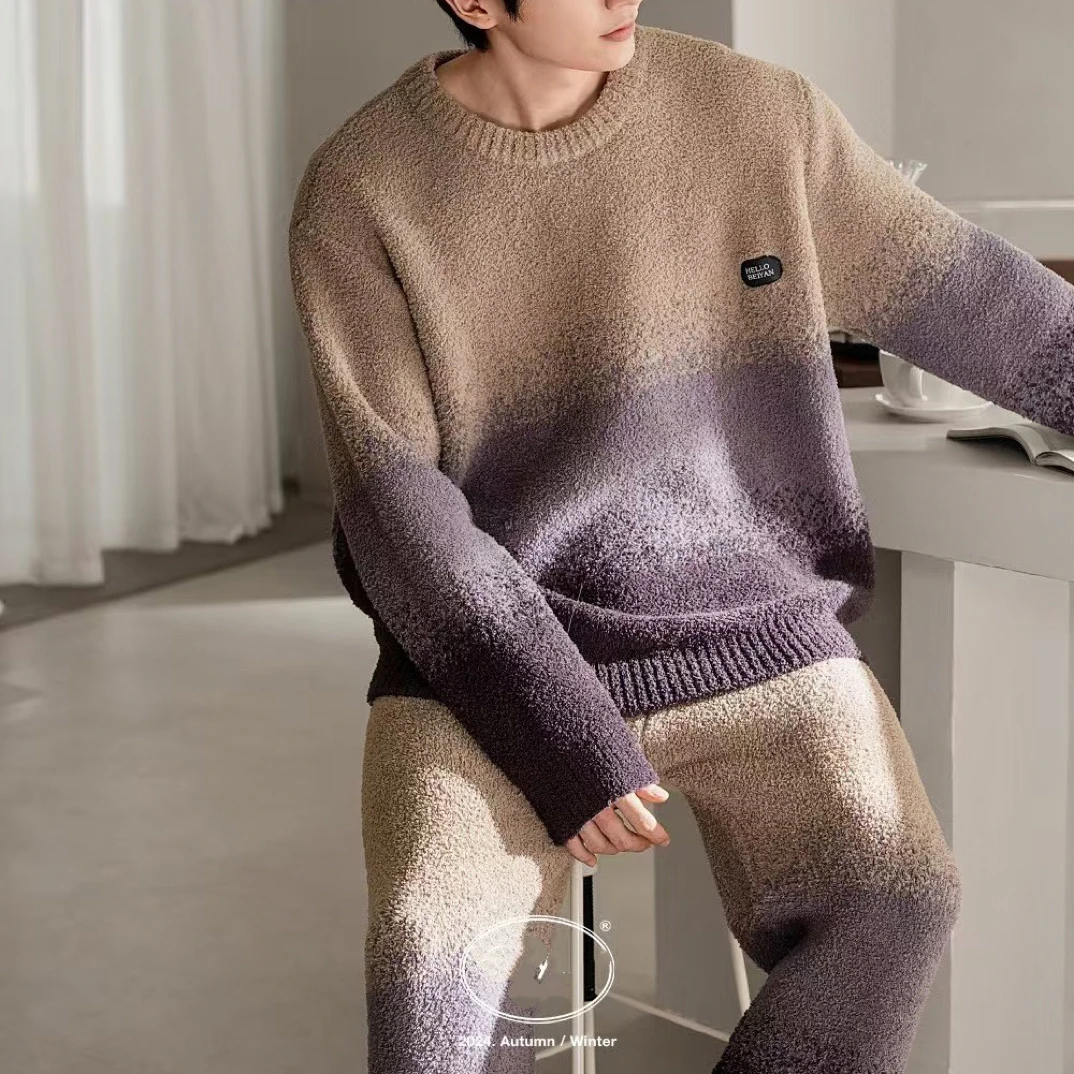 【BAI】秋冬季睡衣情侣款套装厚款家居服可外穿60484