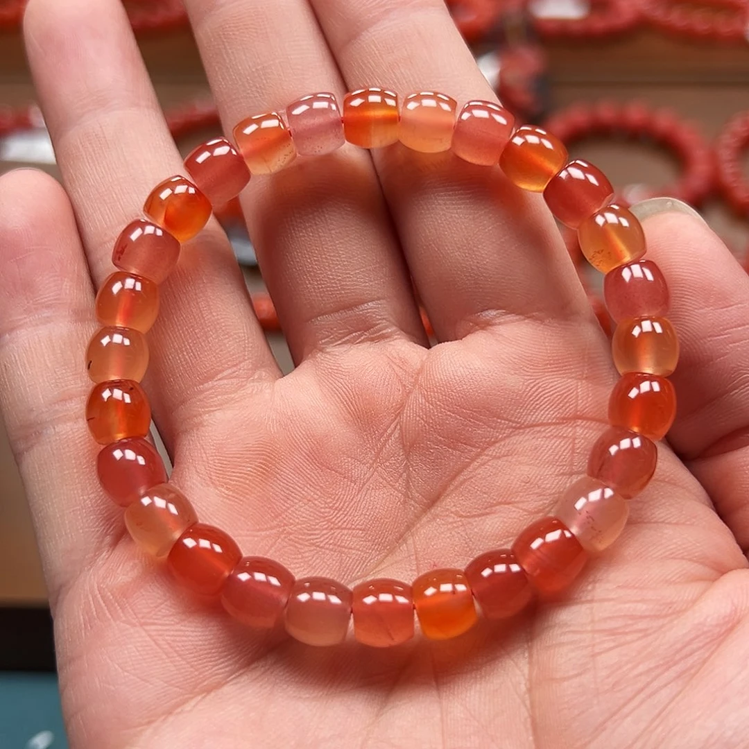 南红玛瑙未镶嵌手串多宝冰红7.5m直切