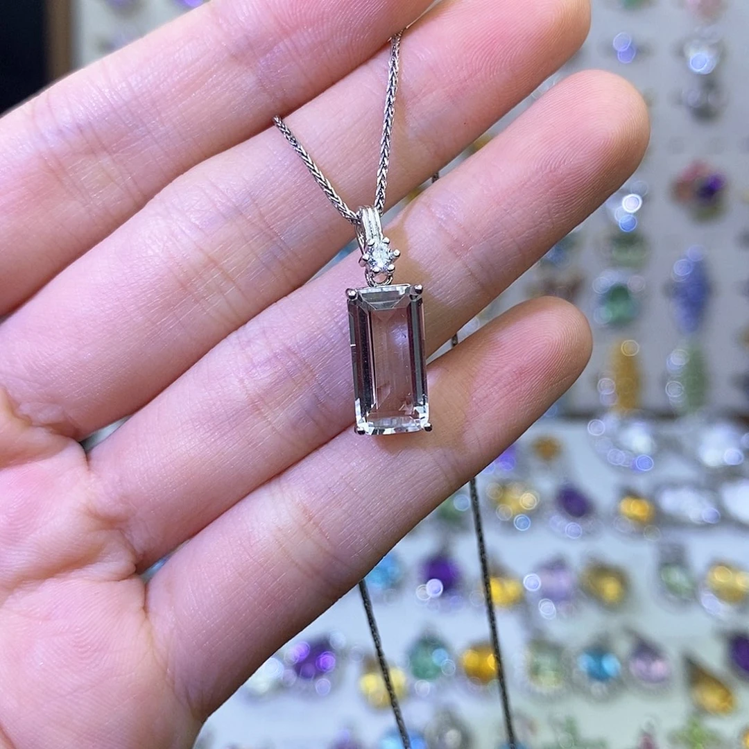 银S925镶嵌吊坠(不含链)水晶白水晶（需要证书备注）