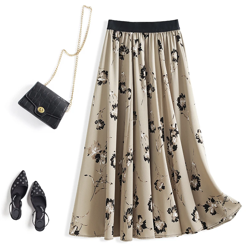 碎花印花半身裙女夏2025新款夏季薄款冰丝新中式国风a字裙子9366