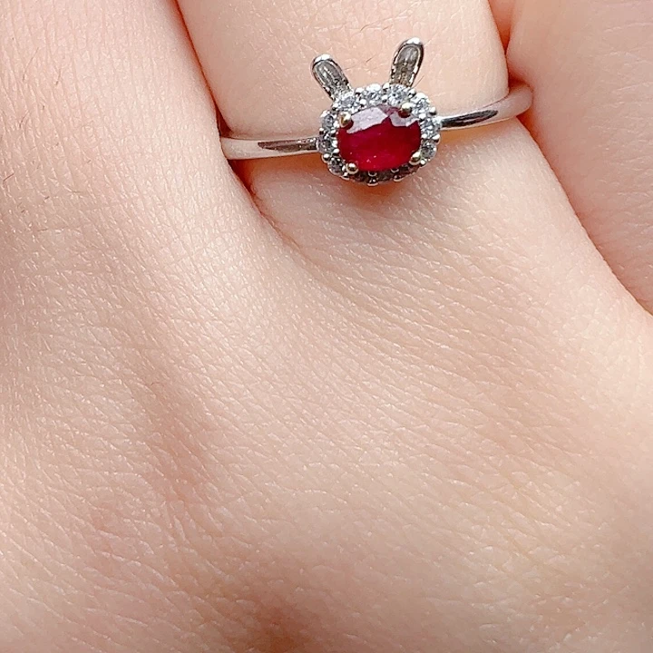 银S925镶嵌戒指红宝石