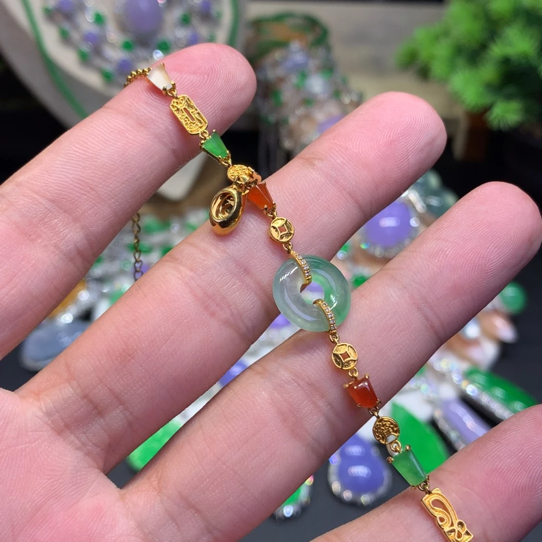 18K金镶嵌手链翡翠
