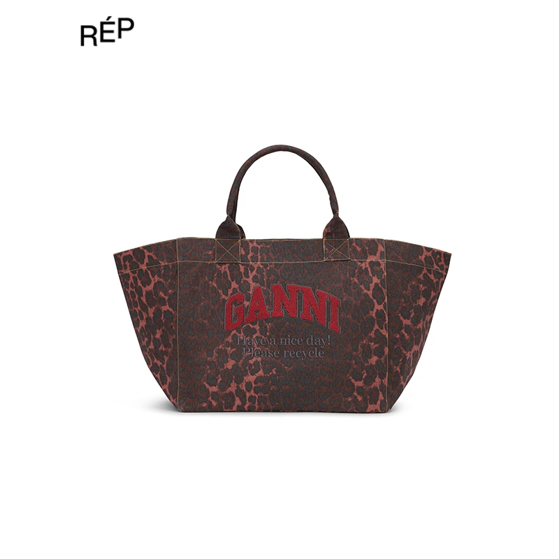 REP-GANNI设计师品牌豹纹刺绣大号手提包 25SS 早春穿搭