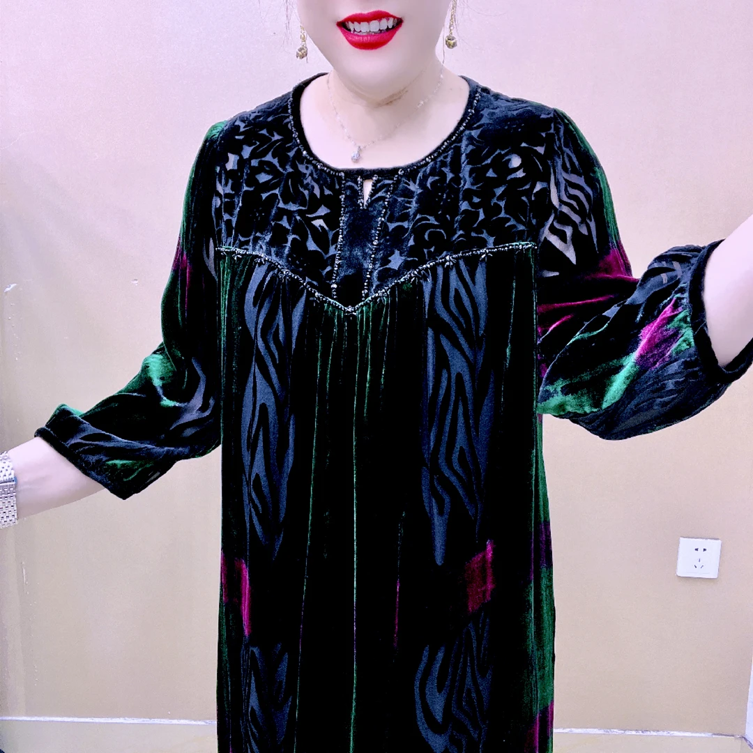 桑蚕丝时尚高档气质百搭减龄显瘦大码连衣裙43A2012