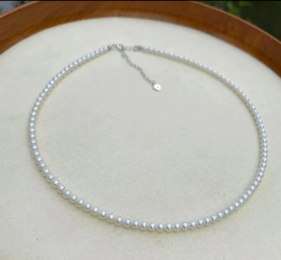 天然淡水珍珠baby珍珠项链3-4mm左右 baby珠极光近圆时尚气质