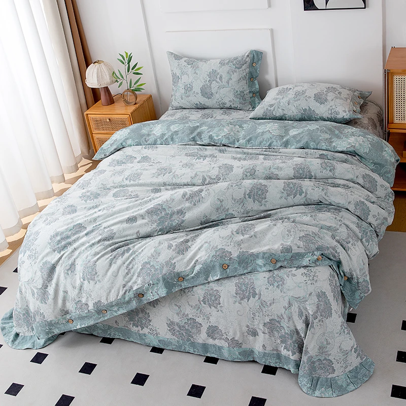 【蓝序-单人被】150*200纯棉双层纱有氧夏被 舒适柔软吸湿透气