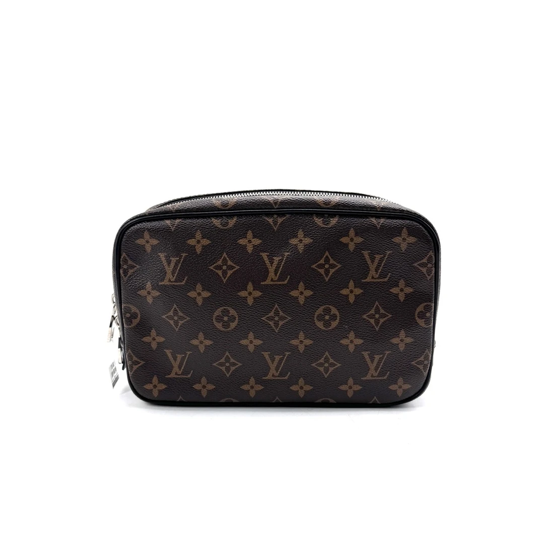 95新 LouisVuitton/路易威登 经典时尚中号棕老花手拿包  尺26/17