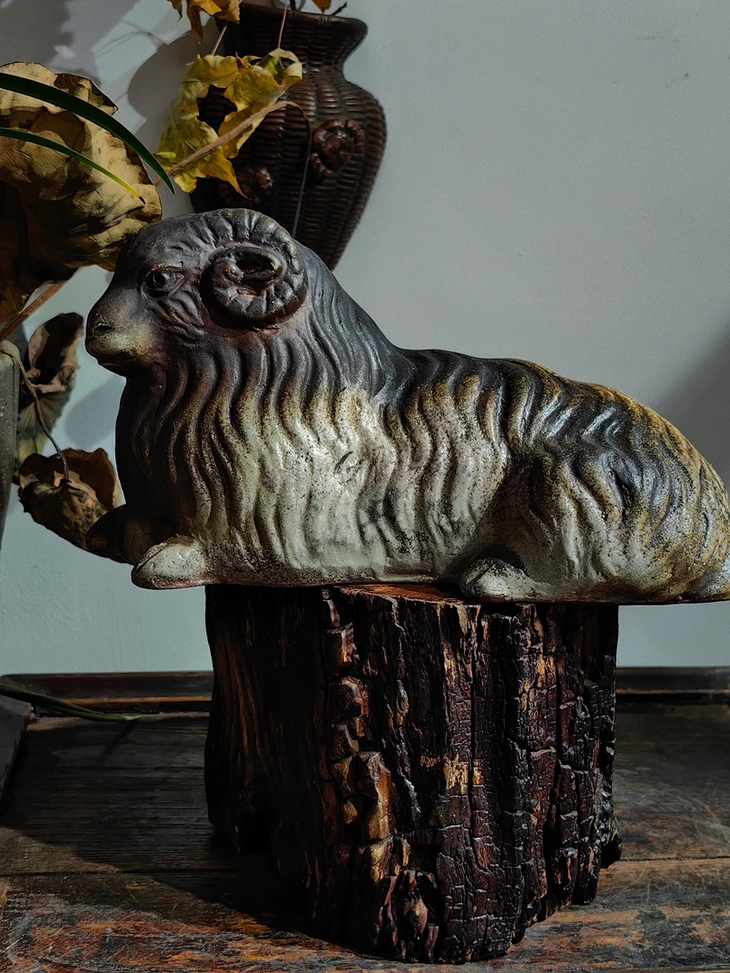 柴烧茶具粗陶备前烧雕塑摆件生肖羊全品无伤福利价