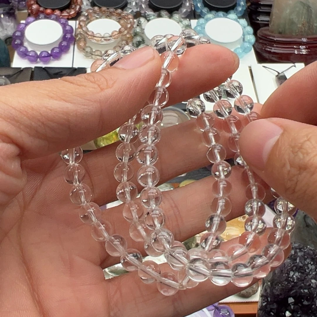 烟晶手链未镶嵌天然水晶，默认微瑕