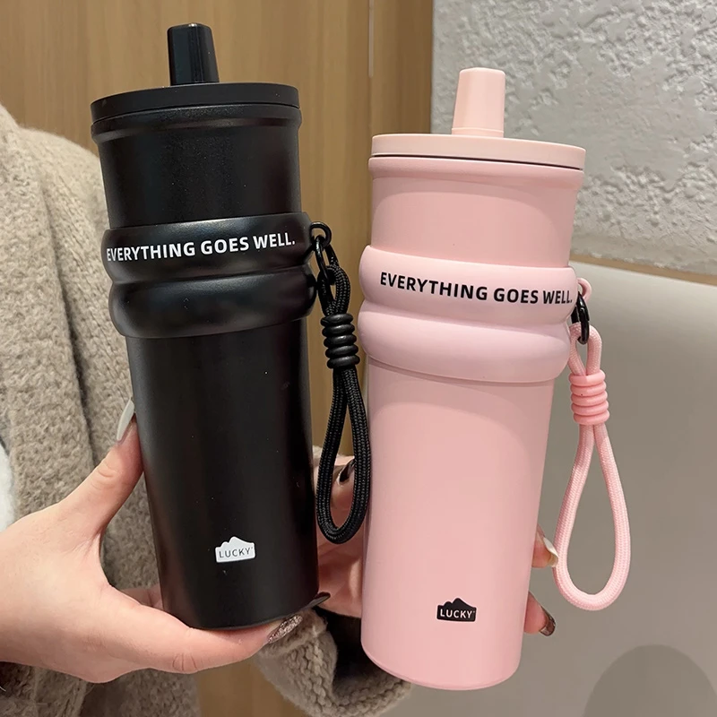 网红吸管保温杯大容量水杯男生车载冰霸杯女生高颜值咖啡杯冰霸杯