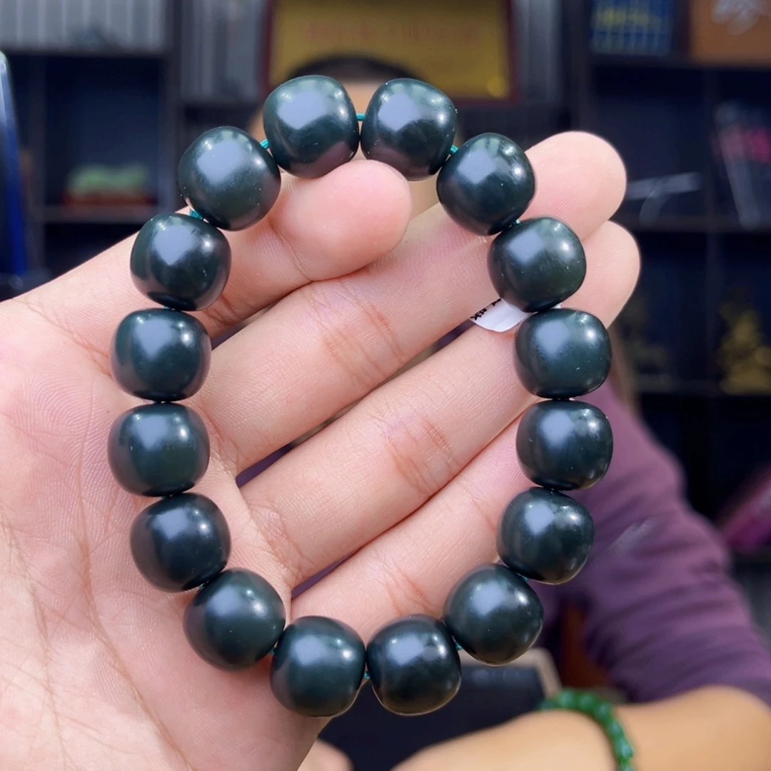 和田玉未镶嵌手串天然和田玉92年新疆塔县前三矿沙枣青特细卡14