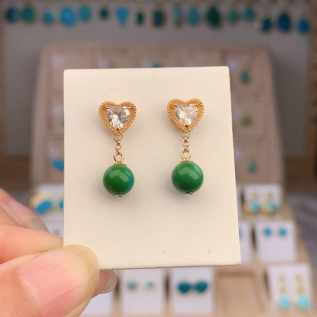 绿松石未镶嵌耳饰