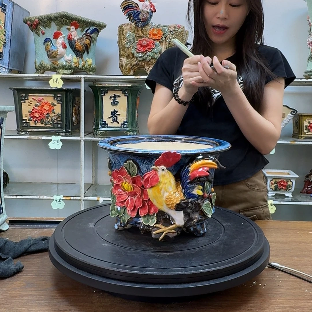 木***森无花朵石湾盆300陶泥花盆