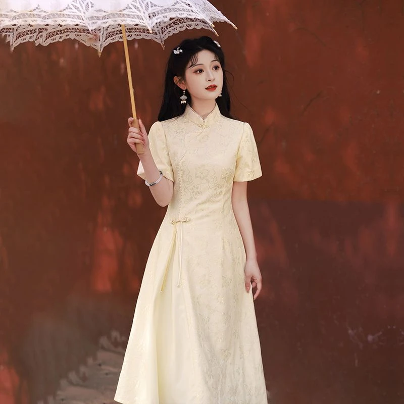 新中式改良旗袍2025新款新中式年轻款连衣裙国风日常奥黛春季气质