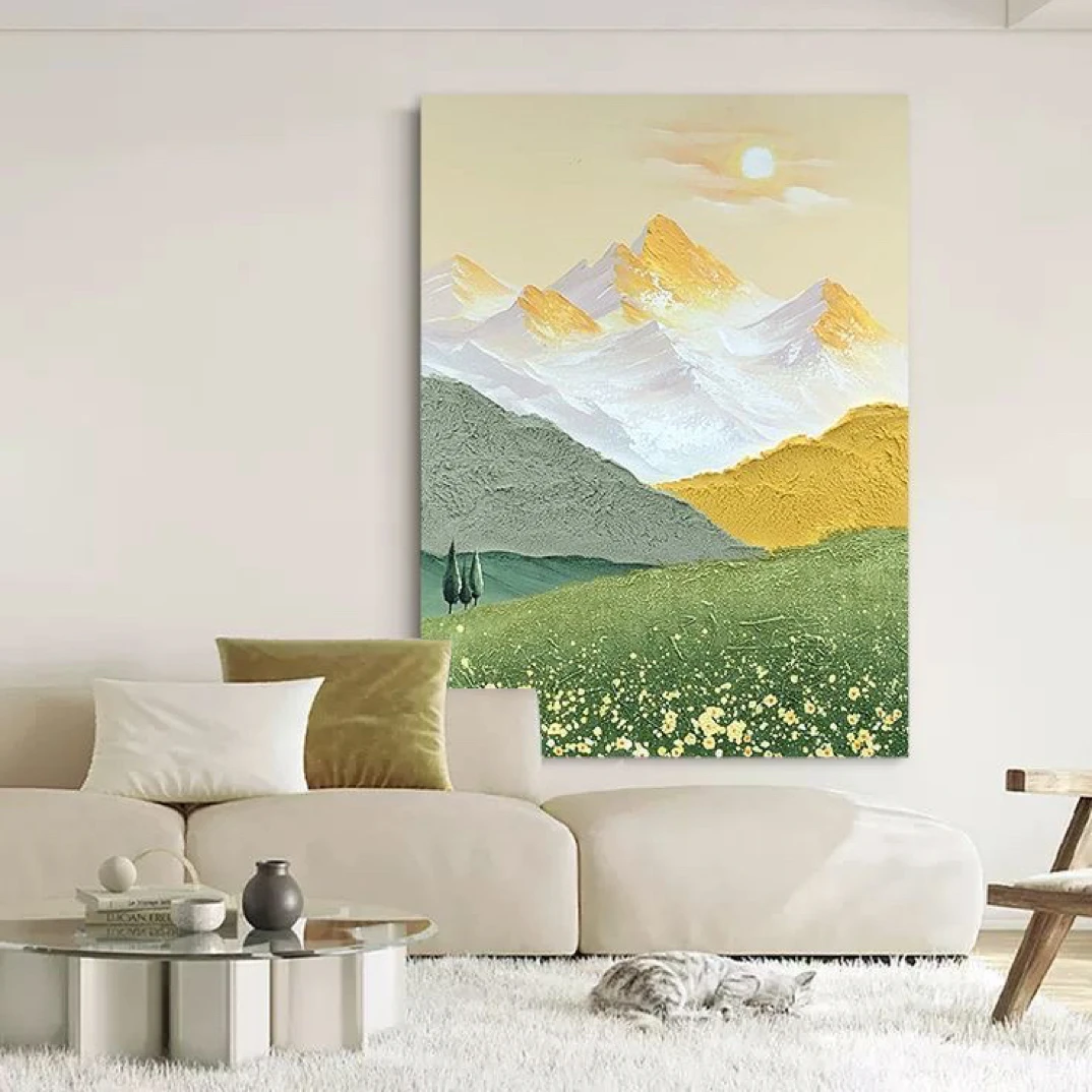 原创《旭日东升》简约现代客厅装饰画玄关立体挂画餐厅画