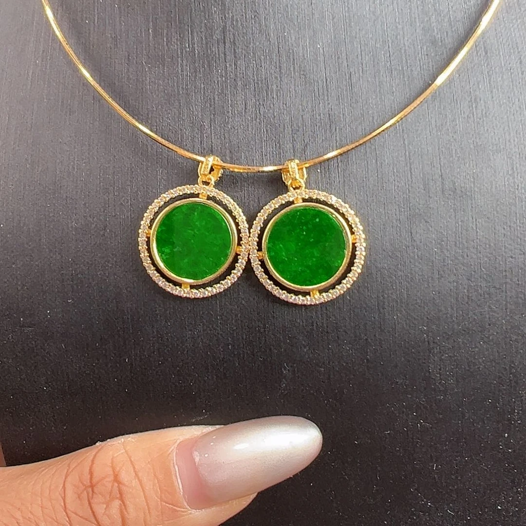 翡翠银S925镶嵌吊坠(不含链)吊坠多样性发货一副