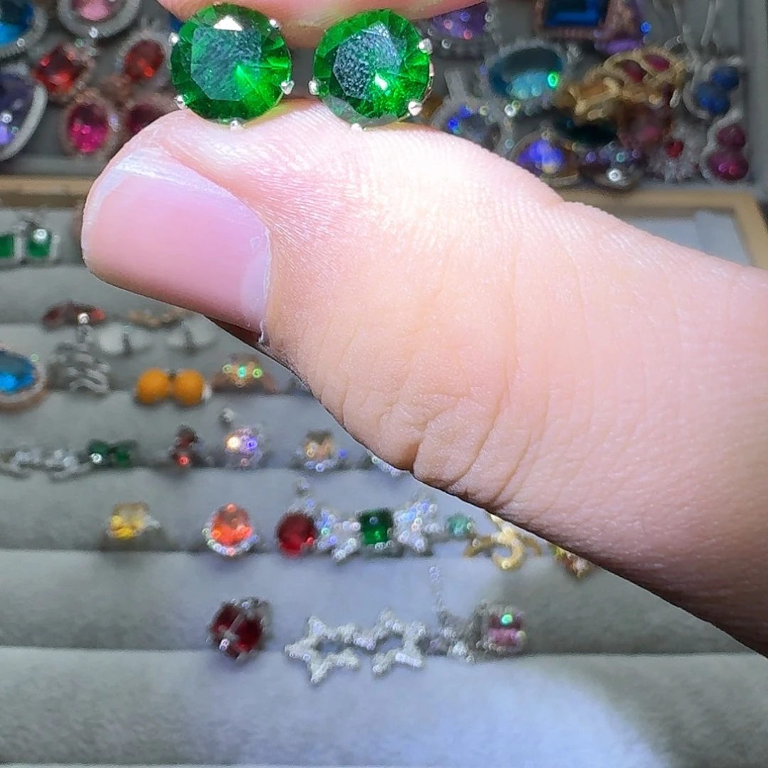 绿水晶戒指银S925镶嵌