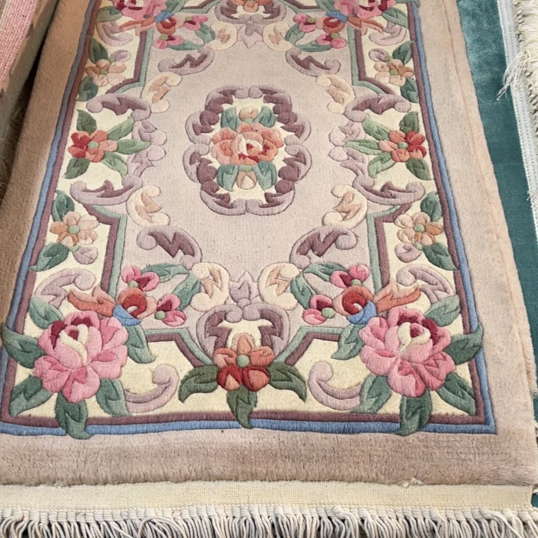 羊毛60×90纯羊毛加厚手工地毯香芋色