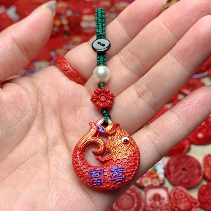 天然辰砂工艺品朱砂钥匙扣