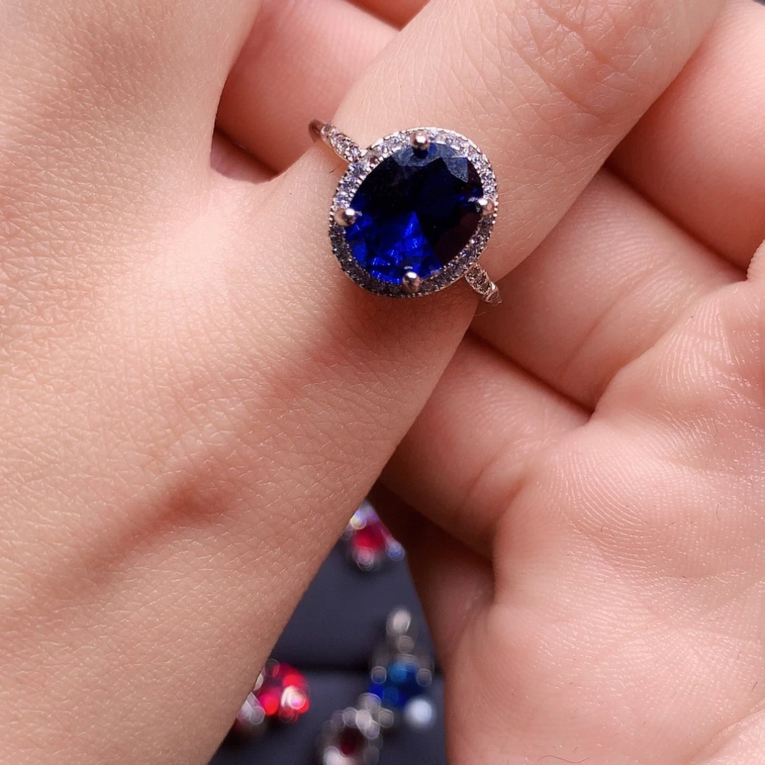 银S925镶嵌蓝宝石戒指