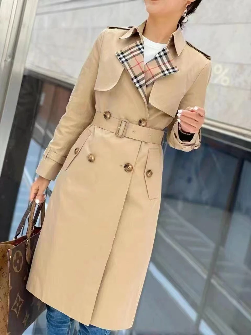 经典女士卡其风衣气质英伦风女长款秋季网红中长款女士秋日浅