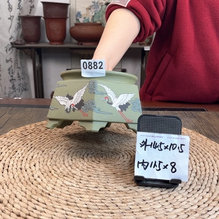 紫砂花盆树****》随单福利果绿井栏0882