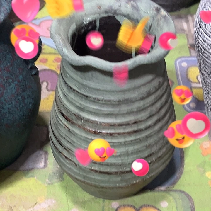 做旧绿花边高25口13