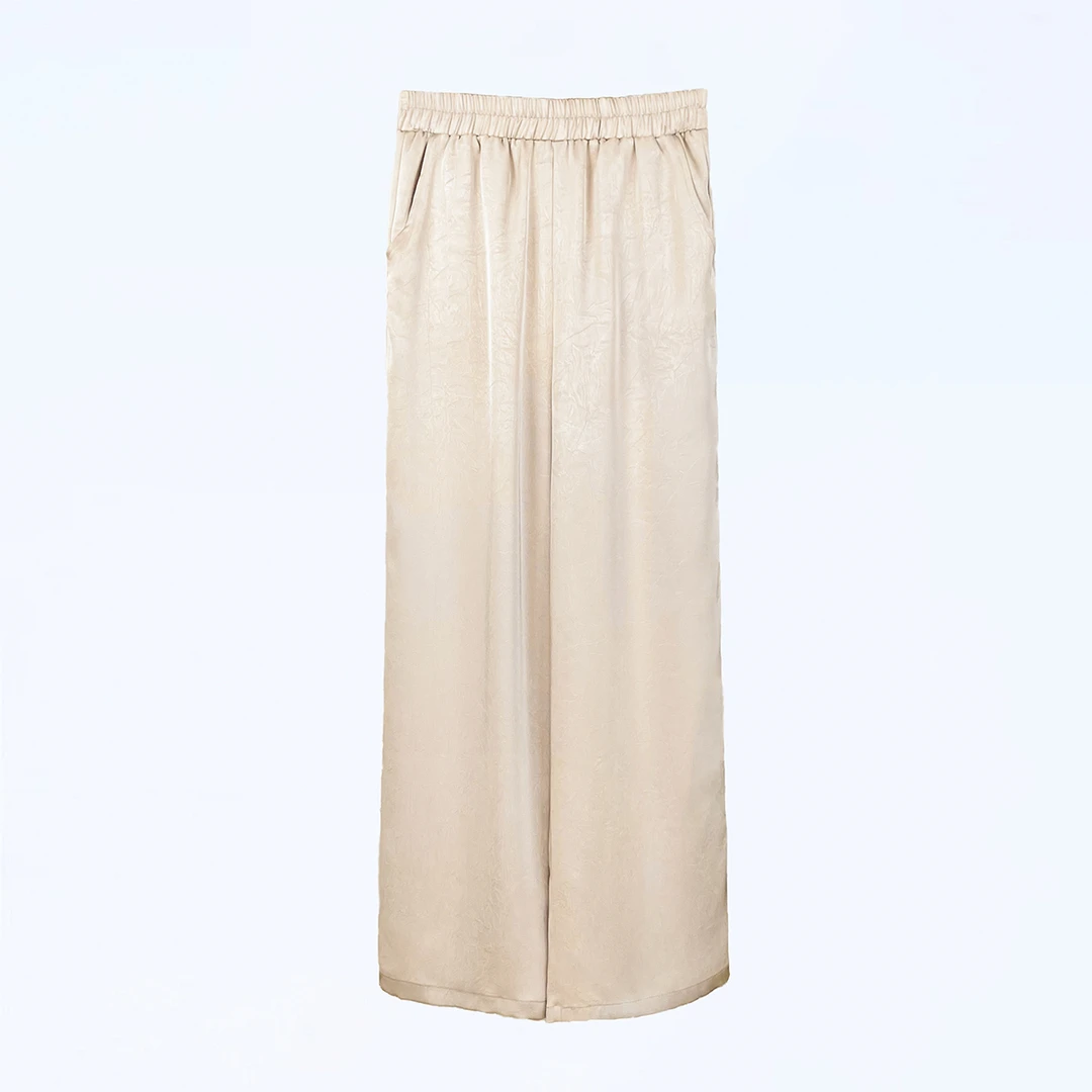 妈妈春装裤子中年女士直筒裤中老年女夏装缎面裤腿长裤夏季宽松