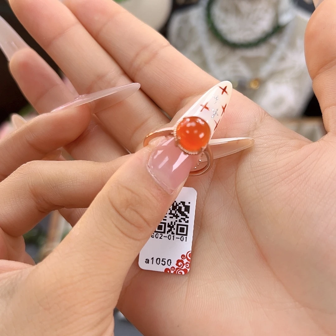 南红玛瑙银S925镶嵌戒指sj