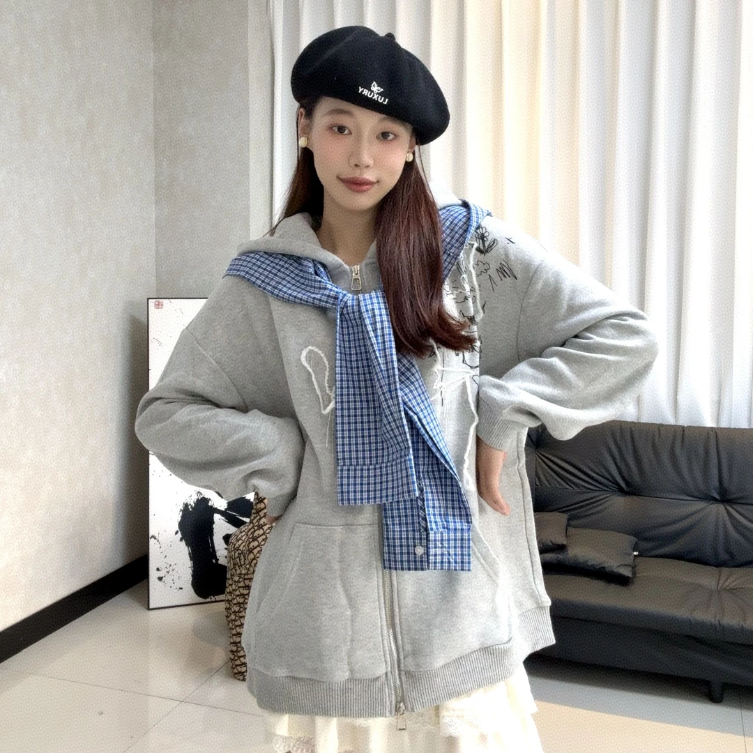 Mto Quinn |小猫印花拉链卫衣1099