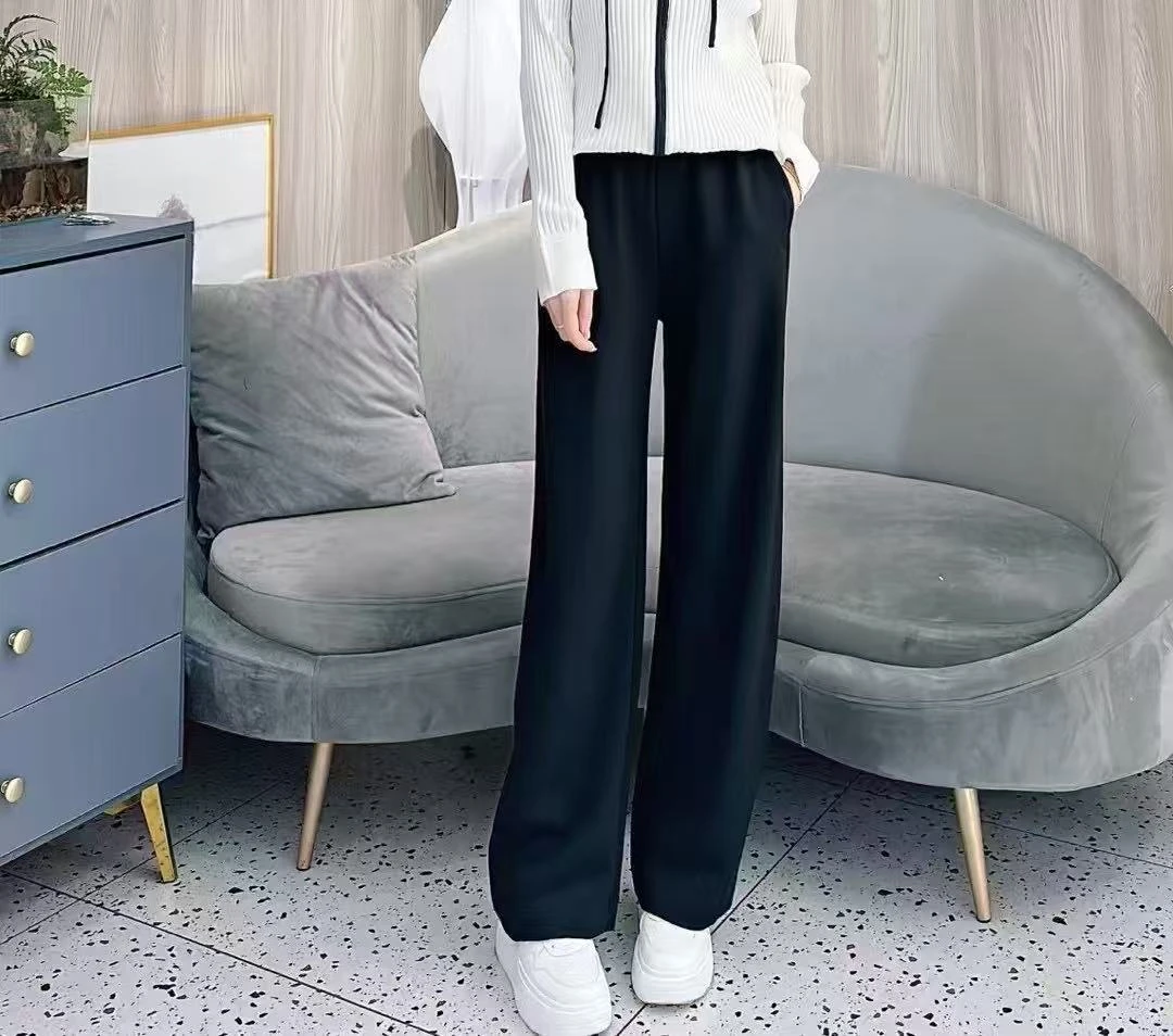 春款纯色显瘦遮肉百搭款洋气高级中高腰休闲女裤