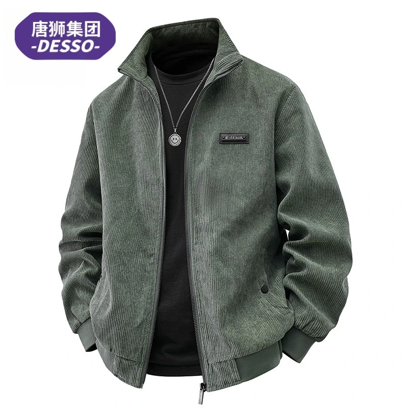 唐狮集团DESSO男士高档夹克秋冬季潮牌宽松翻领上衣服灯芯绒外套