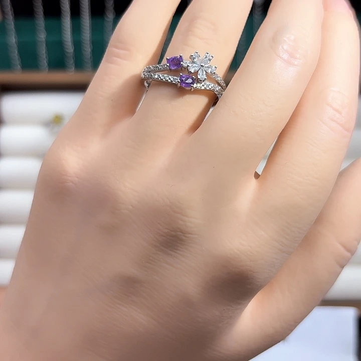 银S925镶嵌戒指紫晶
